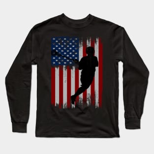 lacrosse american flag Long Sleeve T-Shirt